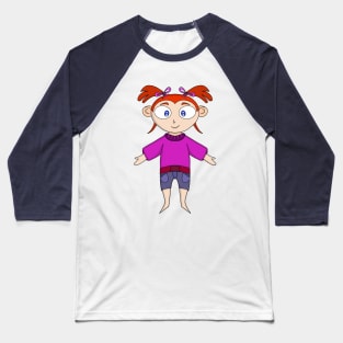 Girl Wearing Comfortable Clothes and Pigtails Baseball T-Shirt